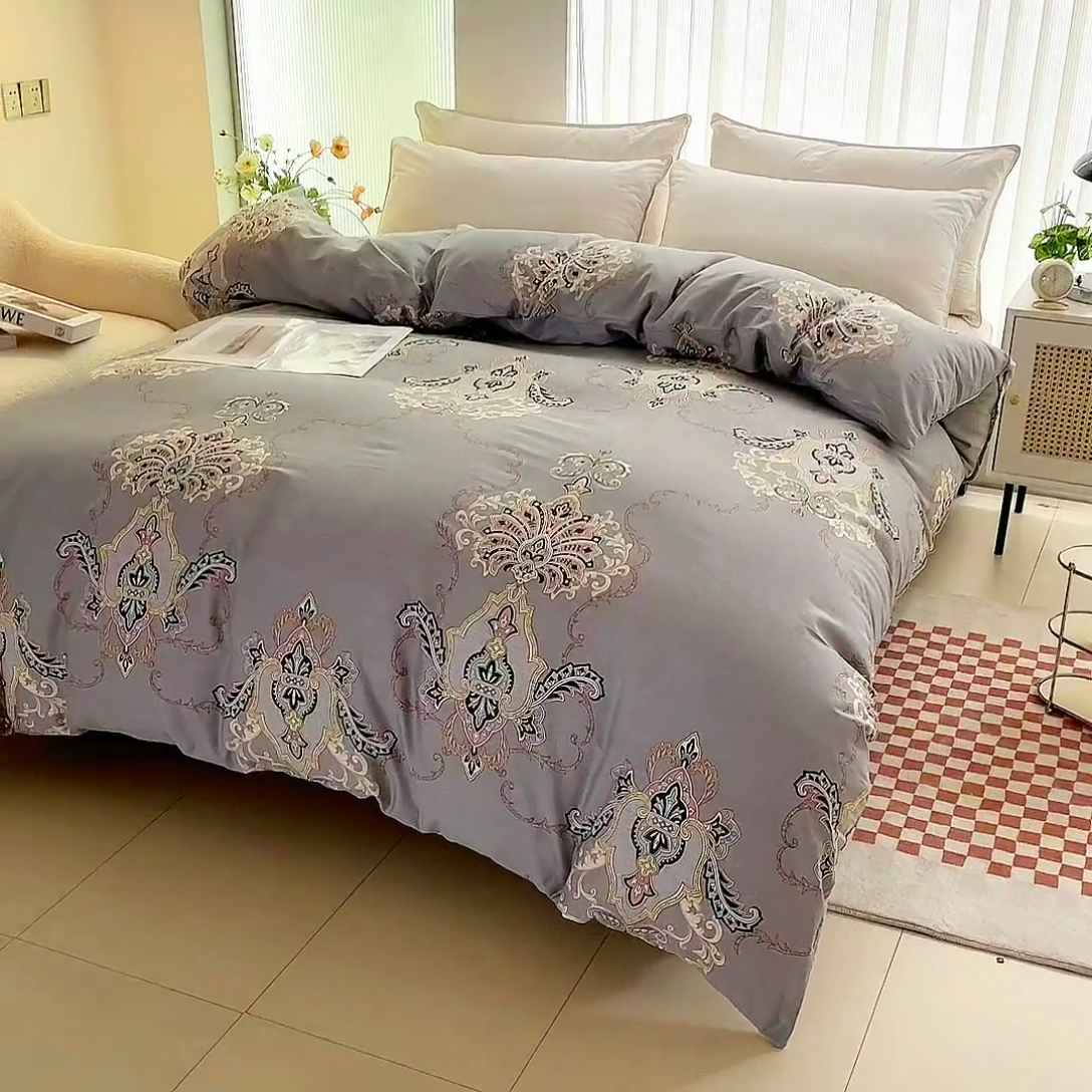 91家纺网 家纺一手货源 找家纺 情煊家纺2023新款全棉夹棉纯色印花单被套款(可定制尺寸) 罗兰灰