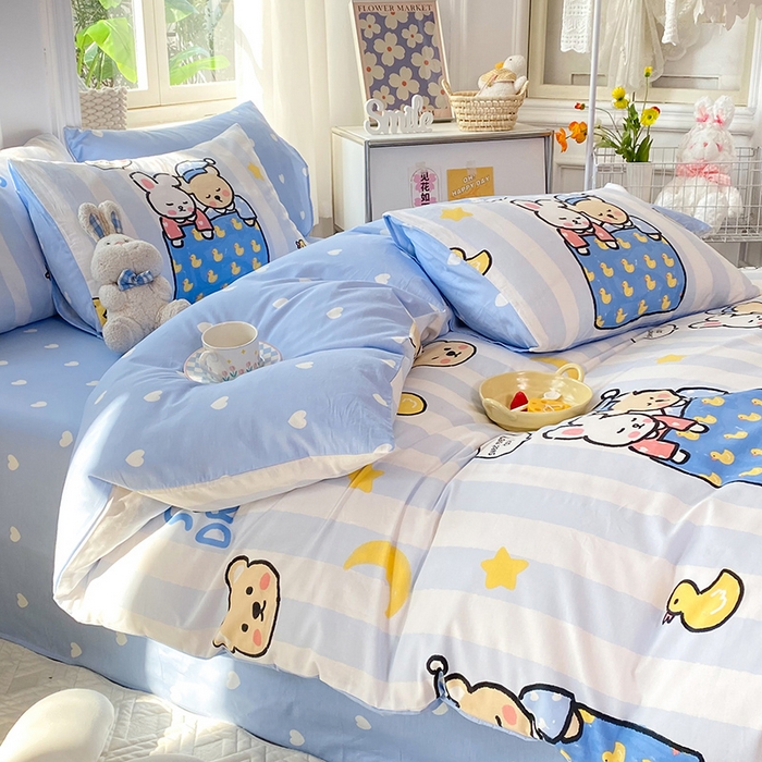 91家纺网 家纺一手货源 找家纺 慕梵家居 2023新款全棉13372四件套 可爱熊