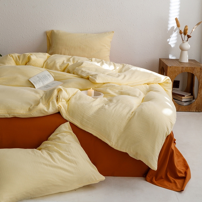 91家纺网 家纺一手货源 找家纺 （总）山舍家居 2023新款全棉双层纱布拼人字纹四件套