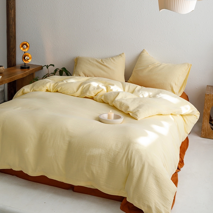 91家纺网 家纺一手货源 找家纺 （总）山舍家居 2023新款全棉双层纱布拼人字纹四件套