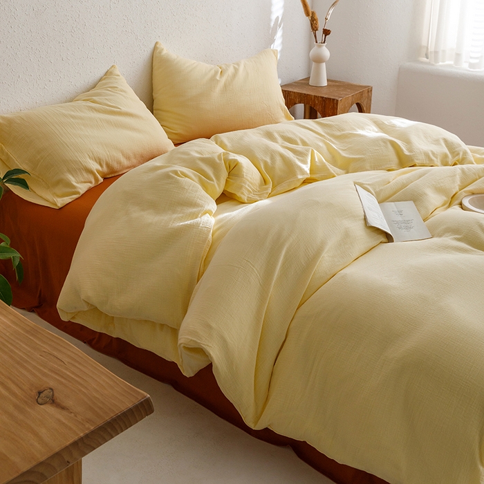 91家纺网 家纺一手货源 找家纺 （总）山舍家居 2023新款全棉双层纱布拼人字纹四件套