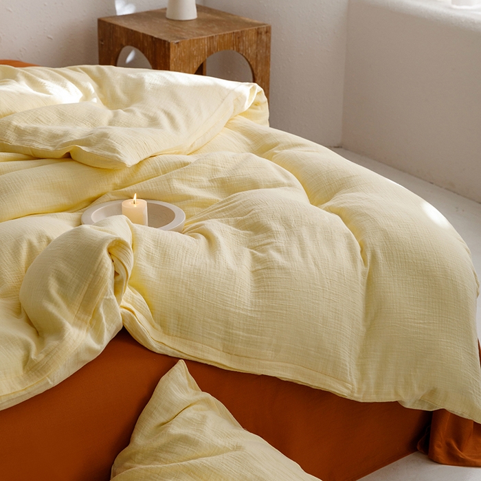 91家纺网 家纺一手货源 找家纺 （总）山舍家居 2023新款全棉双层纱布拼人字纹四件套