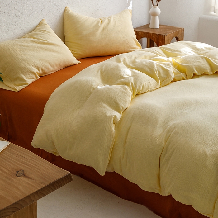 91家纺网 家纺一手货源 找家纺 （总）山舍家居 2023新款全棉双层纱布拼人字纹四件套