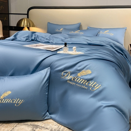 91家纺网 家纺一手货源 找家纺 （总）花愿 2025新款水洗真丝刺绣四件套-羽梦系列