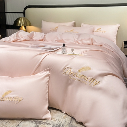 91家纺网 家纺一手货源 找家纺 （总）花愿 2025新款水洗真丝刺绣四件套-羽梦系列