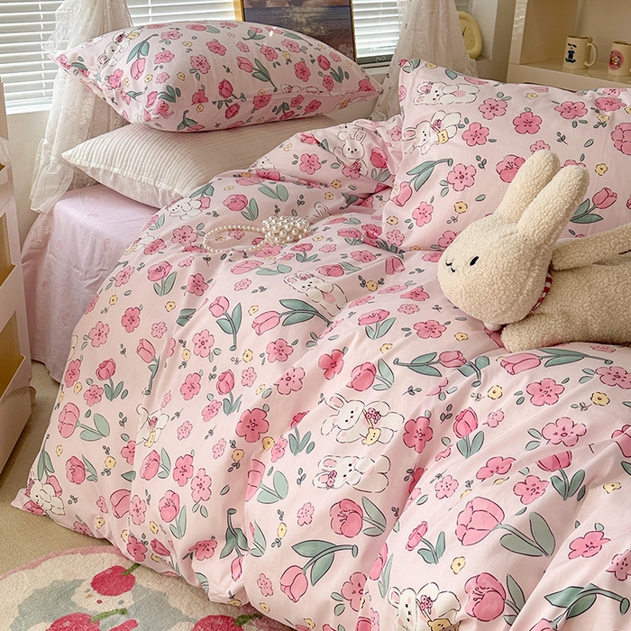 91家纺网 家纺一手货源 找家纺 昔可 2023新款全棉春日氛围系列四件套 春日梦境