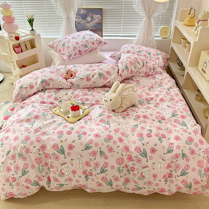 91家纺网 家纺一手货源 找家纺 昔可 2023新款全棉春日氛围系列四件套 春日梦境