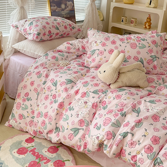 91家纺网 家纺一手货源 找家纺 昔可 2023新款全棉春日氛围系列四件套 春日梦境