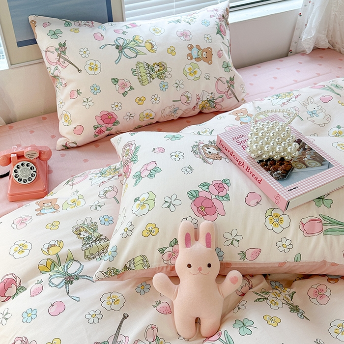 91家纺网 家纺一手货源 找家纺 昔可 2023新款全棉春日氛围系列四件套 大提琴女孩