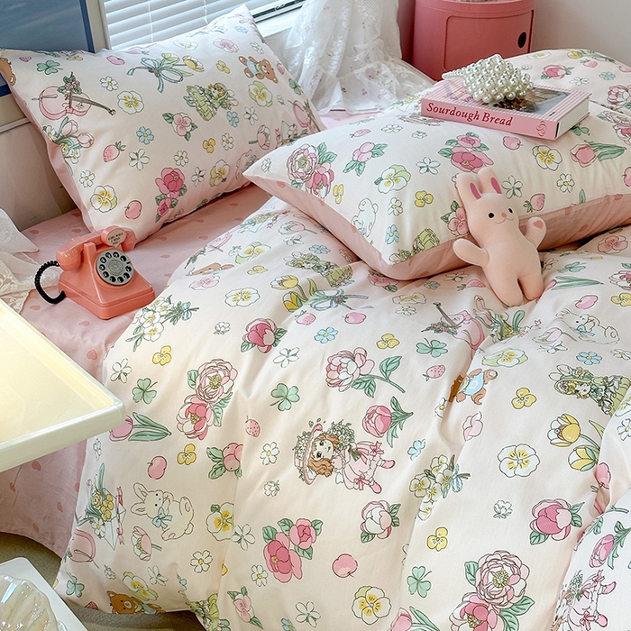 91家纺网 家纺一手货源 找家纺 昔可 2023新款全棉春日氛围系列四件套 大提琴女孩