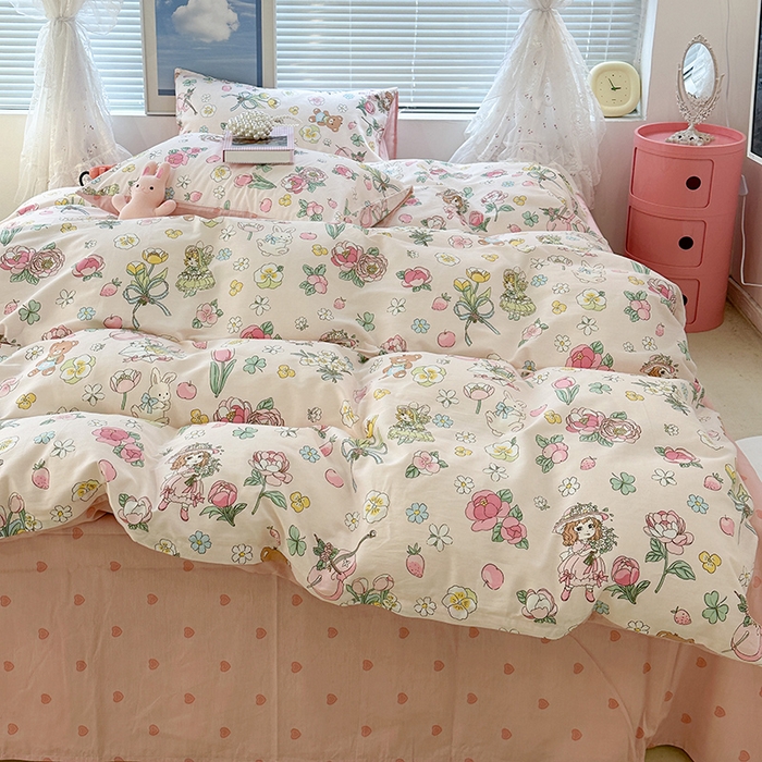 91家纺网 家纺一手货源 找家纺 昔可 2023新款全棉春日氛围系列四件套 大提琴女孩