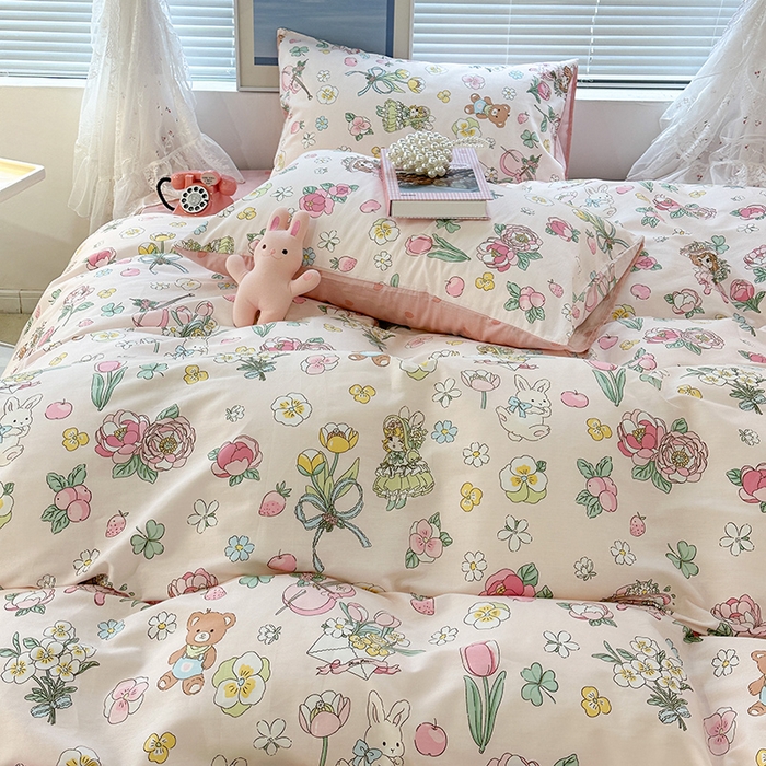 91家纺网 家纺一手货源 找家纺 昔可 2023新款全棉春日氛围系列四件套 大提琴女孩