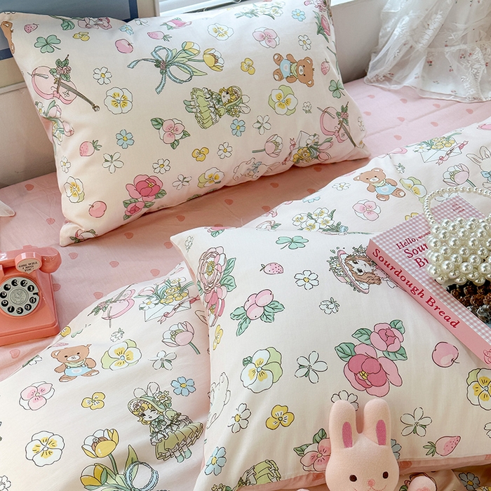 91家纺网 家纺一手货源 找家纺 昔可 2023新款全棉春日氛围系列四件套 大提琴女孩