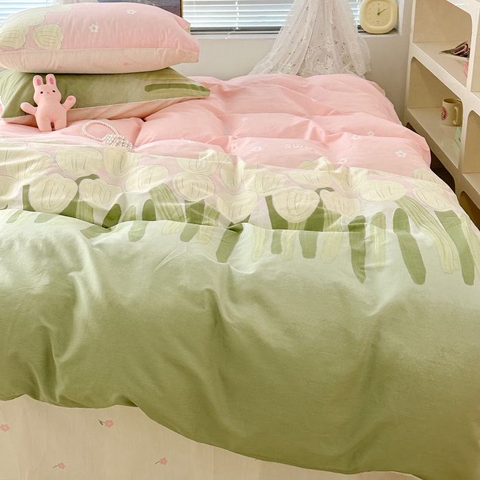 91家纺网 家纺一手货源 找家纺 昔可 2023新款全棉春日氛围系列四件套 油画郁金香