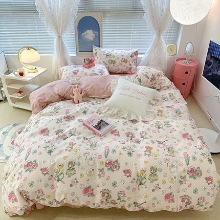 91家纺网 家纺一手货源 找家纺 昔可 2023新款全棉春日氛围系列四件套 大提琴女孩