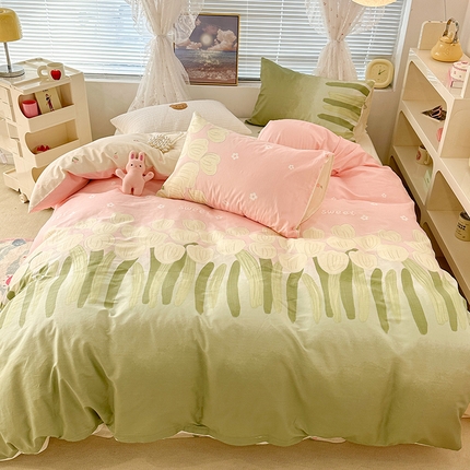 91家纺网 家纺一手货源 找家纺 昔可 2023新款全棉春日氛围系列四件套 油画郁金香