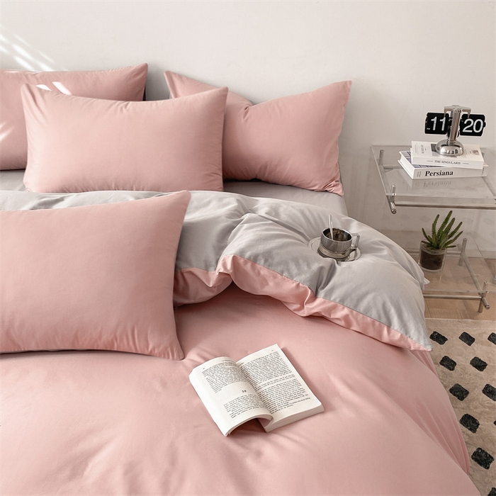 91家纺网 家纺一手货源 找家纺 （总）眠帛 2023新款A类水洗棉拼色四件套—简系列