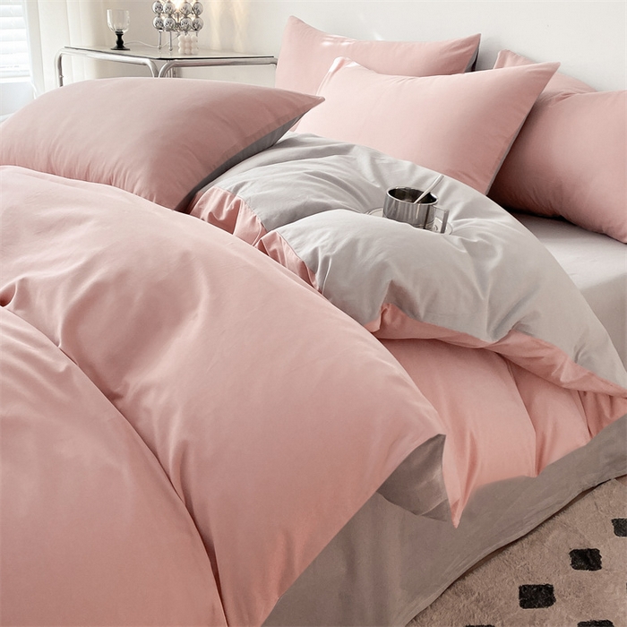 91家纺网 家纺一手货源 找家纺 （总）眠帛 2023新款A类水洗棉拼色四件套—简系列