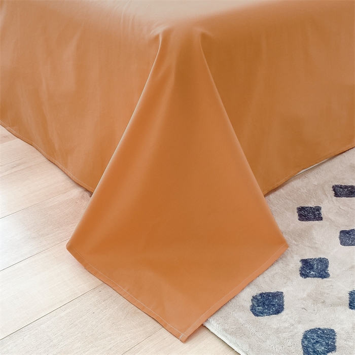 91家纺网 家纺一手货源 找家纺 眠帛 2023新款A类水洗棉拼色四件套—简系列 简--奶黄焦糖