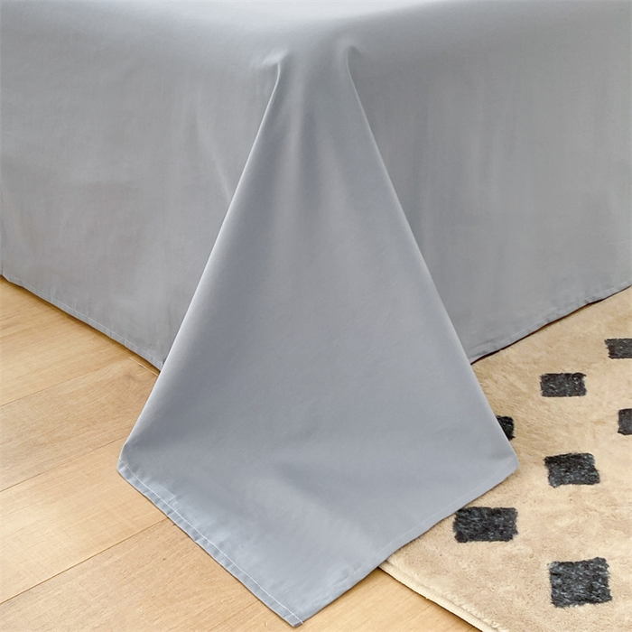 91家纺网 家纺一手货源 找家纺 眠帛 2023新款A类水洗棉拼色四件套—简系列 简--奶油粉蓝灰