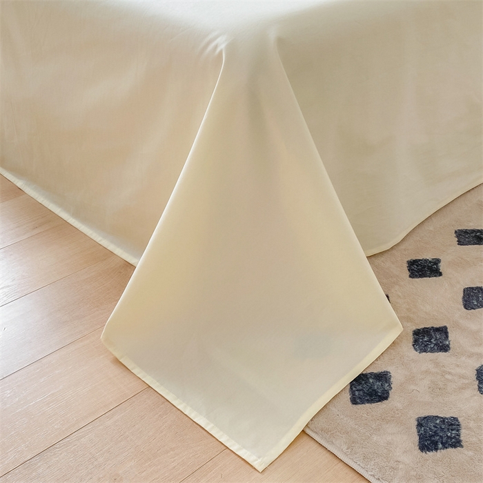 91家纺网 家纺一手货源 找家纺 眠帛 2023新款A类水洗棉拼色四件套—简系列 简--浅紫奶黄