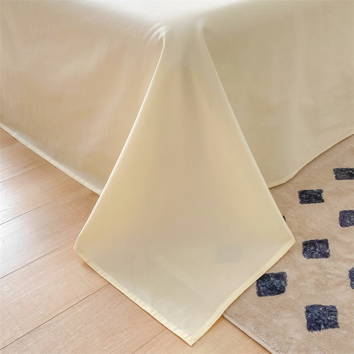 91家纺网 家纺一手货源 找家纺 眠帛 2023新款A类水洗棉拼色四件套—简系列 简--天空蓝奶黄