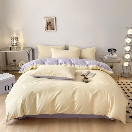 91家纺网 家纺一手货源 找家纺 （总）眠帛 2023新款A类水洗棉拼色四件套—简系列