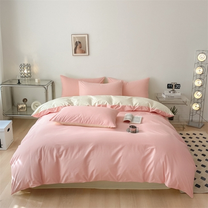 91家纺网 家纺一手货源 找家纺 （总）眠帛 2023新款A类水洗棉拼色四件套—简系列