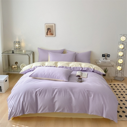 91家纺网 家纺一手货源 找家纺 （总）眠帛 2023新款A类水洗棉拼色四件套—简系列