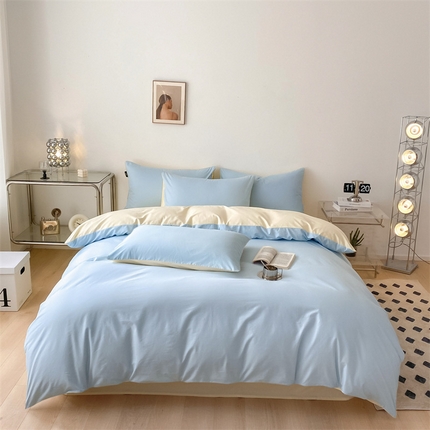 91家纺网 家纺一手货源 找家纺 （总）眠帛 2023新款A类水洗棉拼色四件套—简系列