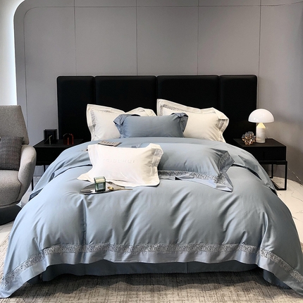 太古汇 2023新款A类全棉法式镂空轻奢四件套-格蕾丝系列 格蕾丝-蓝色