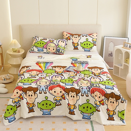 91家纺网 家纺一手货源 找家纺 （总）德芙 2023新款全棉印花卡通夏被四件套
