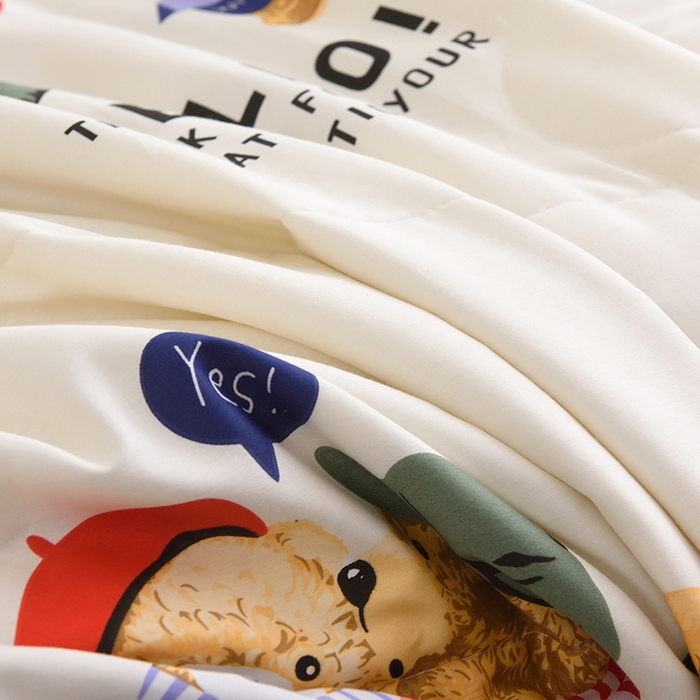 91家纺网 家纺一手货源 找家纺 德芙 2023新款全棉印花卡通夏被四件套 邦迪仔