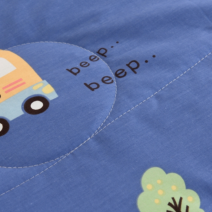 91家纺网 家纺一手货源 找家纺 德芙 2023新款全棉印花卡通夏被四件套 宝宝巴士