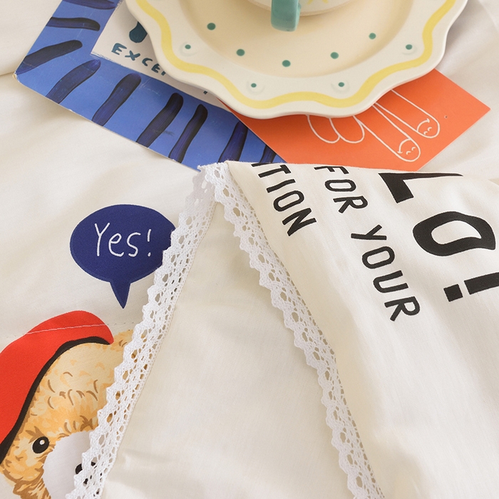 91家纺网 家纺一手货源 找家纺 德芙 2023新款全棉印花卡通夏被四件套 邦迪仔