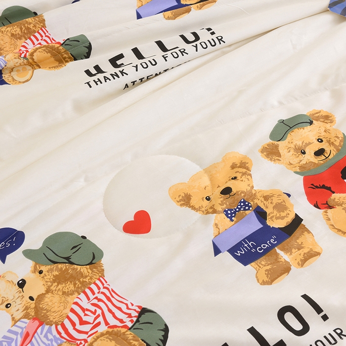 91家纺网 家纺一手货源 找家纺 德芙 2023新款全棉印花卡通夏被四件套 邦迪仔