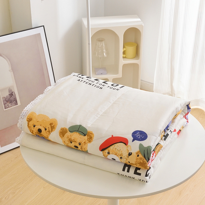 91家纺网 家纺一手货源 找家纺 德芙 2023新款全棉印花卡通夏被四件套 邦迪仔