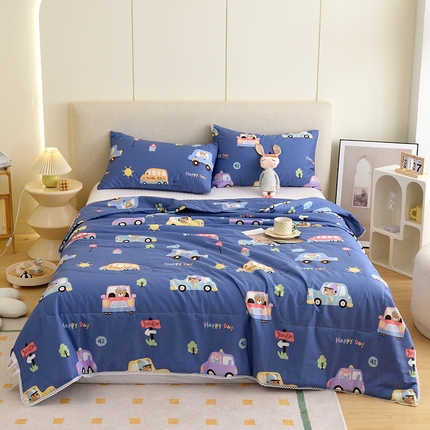 德芙 2023新款全棉印花卡通夏被四件套 宝宝巴士