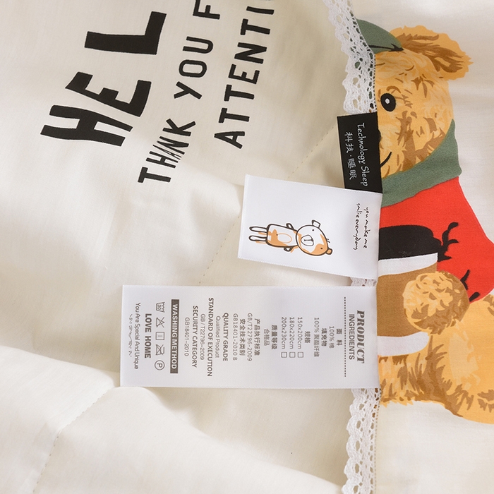 91家纺网 家纺一手货源 找家纺 德芙 2023新款全棉印花卡通夏被四件套 邦迪仔