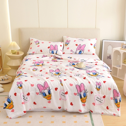 德芙 2023新款全棉印花卡通夏被四件套 黛西公主