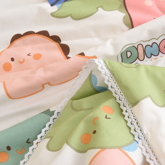 91家纺网 家纺一手货源 找家纺 德芙 2023新款全棉印花卡通夏被四件套 活力恐龙