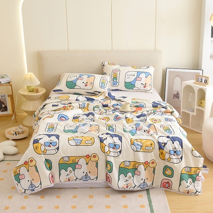 德芙 2023新款全棉印花卡通夏被四件套 莱客星球