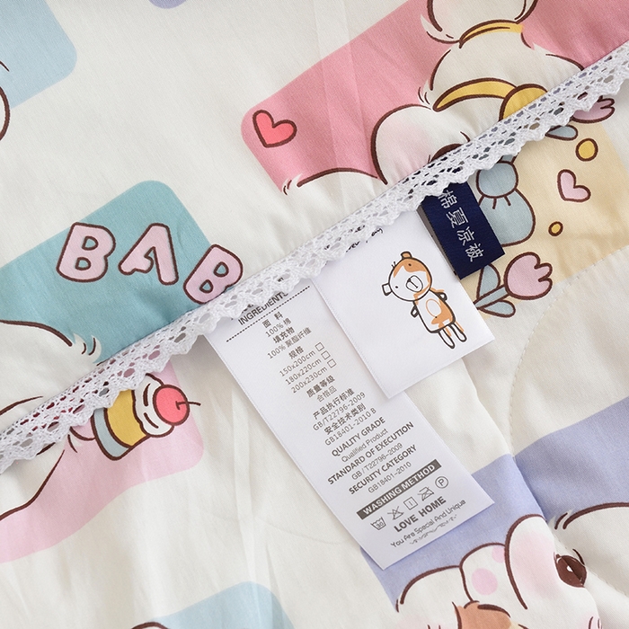 91家纺网 家纺一手货源 找家纺 德芙 2023新款全棉印花卡通夏被四件套 连连看