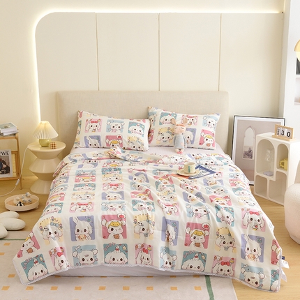 德芙 2023新款全棉印花卡通夏被四件套 连连看
