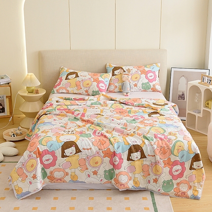 德芙 2023新款全棉印花卡通夏被四件套 萝卜女孩