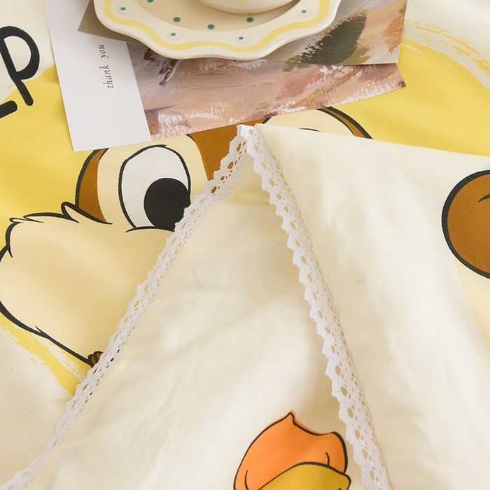 91家纺网 家纺一手货源 找家纺 德芙 2023新款全棉印花卡通夏被四件套 奇奇和蒂蒂