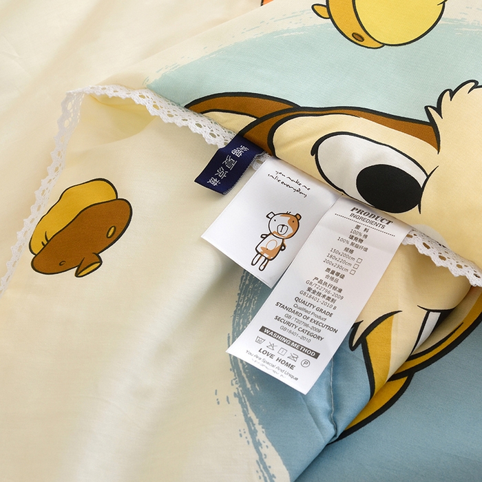 91家纺网 家纺一手货源 找家纺 德芙 2023新款全棉印花卡通夏被四件套 奇奇和蒂蒂