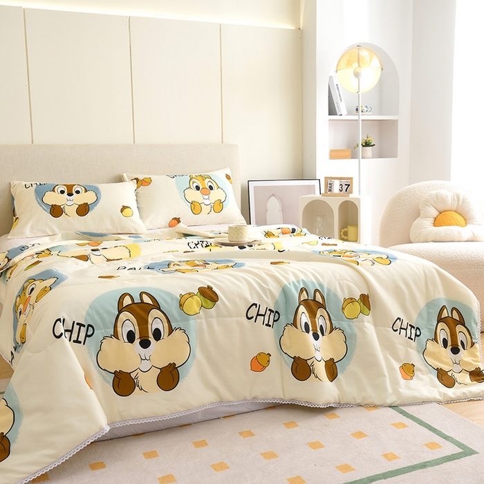 91家纺网 家纺一手货源 找家纺 德芙 2023新款全棉印花卡通夏被四件套 奇奇和蒂蒂