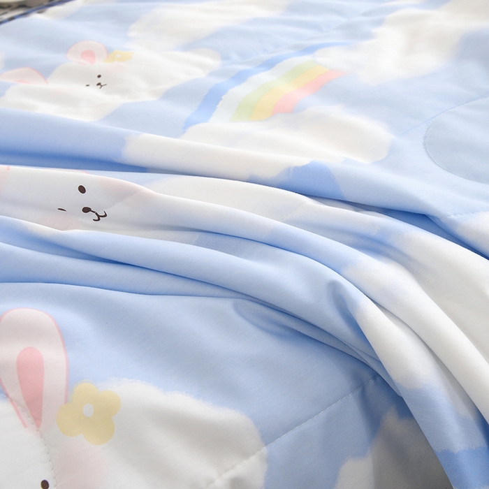 91家纺网 家纺一手货源 找家纺 德芙 2023新款全棉印花卡通夏被四件套 阳光彩虹