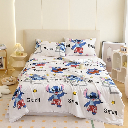 德芙 2023新款全棉印花卡通夏被四件套 摇滚史迪仔